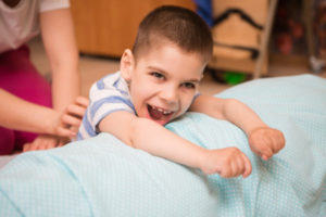A young boy with cerebral palsy.