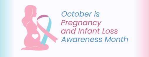 Silhouette of a woman in pink with the words "October is Pregnancy and Infant Loss Awareness Month"